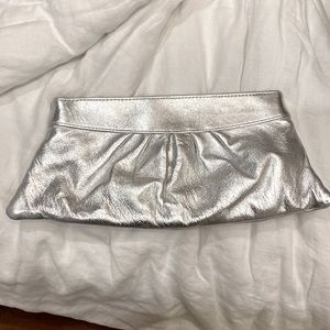 Silver Lauren Merkin Clutch